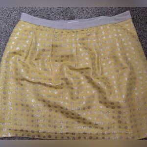 LOFT Yellow and Gray Polka Dot Pencil Skirt